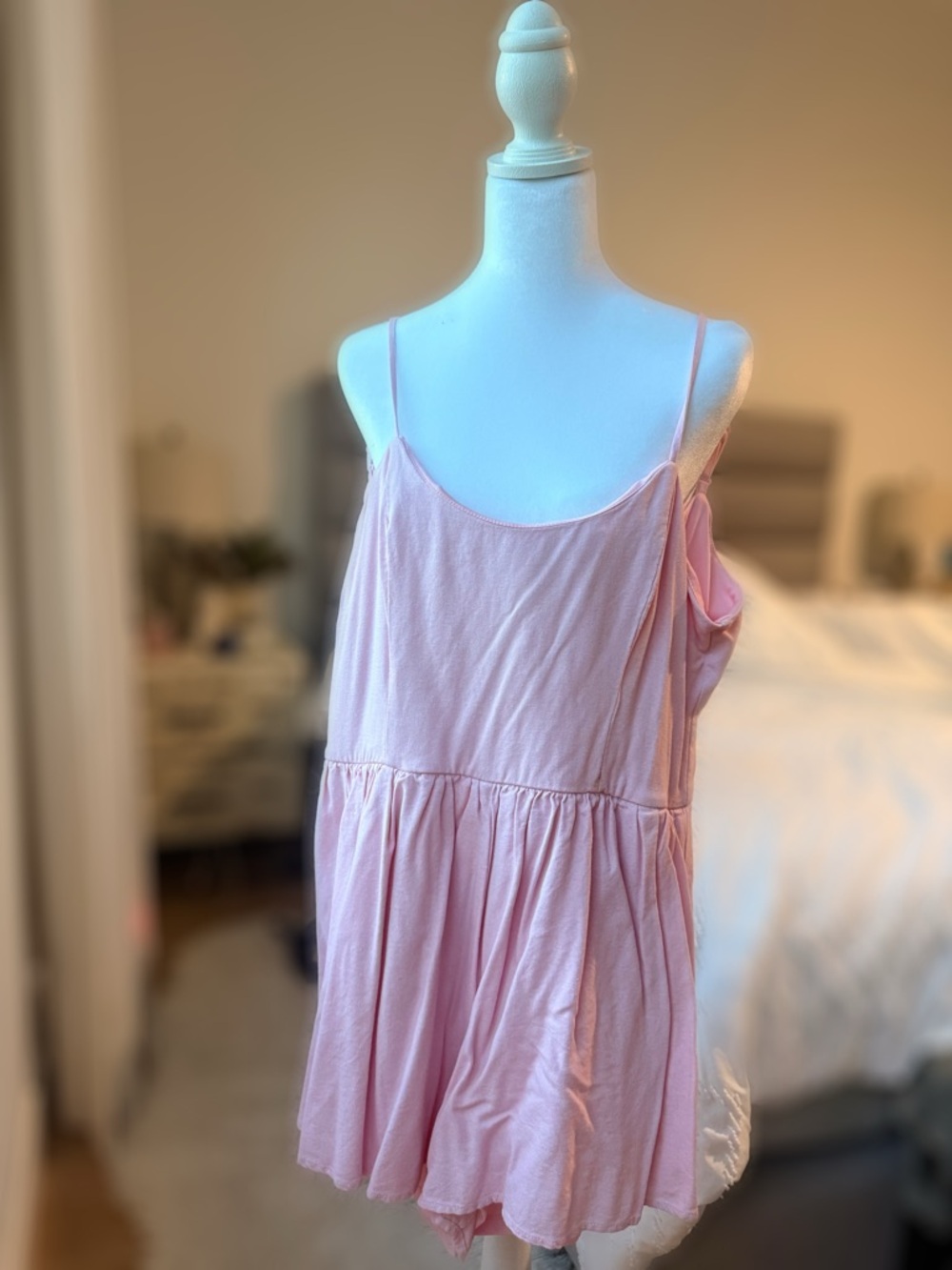 Light Pink Women's Romper - Soft Spaghetti Strap
